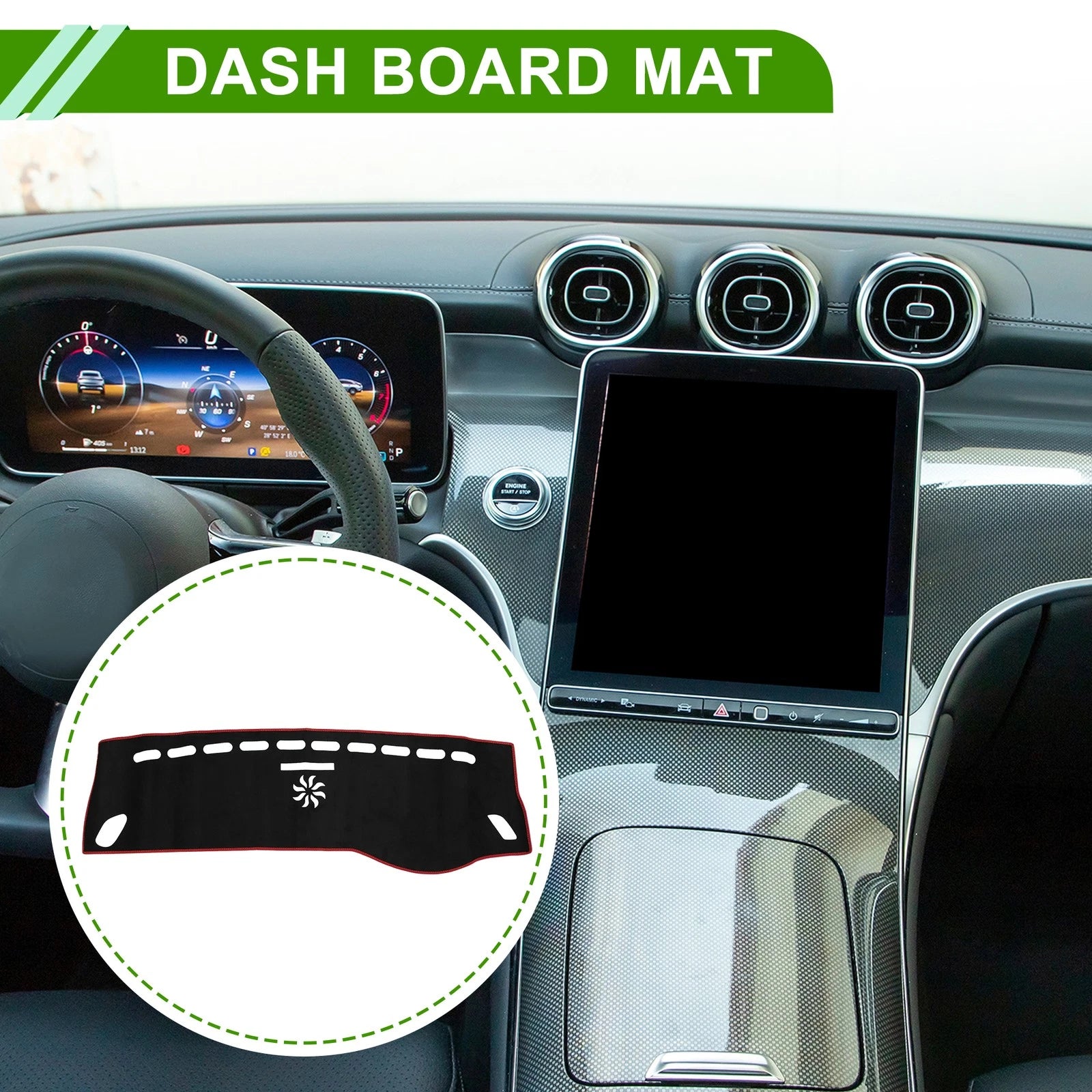 Dashboard Cover Mat for Mercedes A-Class (2013–2017) Black Red