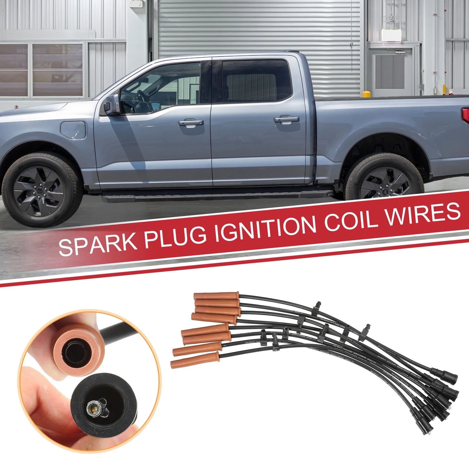 8X Spark Plug Wire Ignition Coil Cable for Ford F-150 F-250 E-350 (1997–2021)