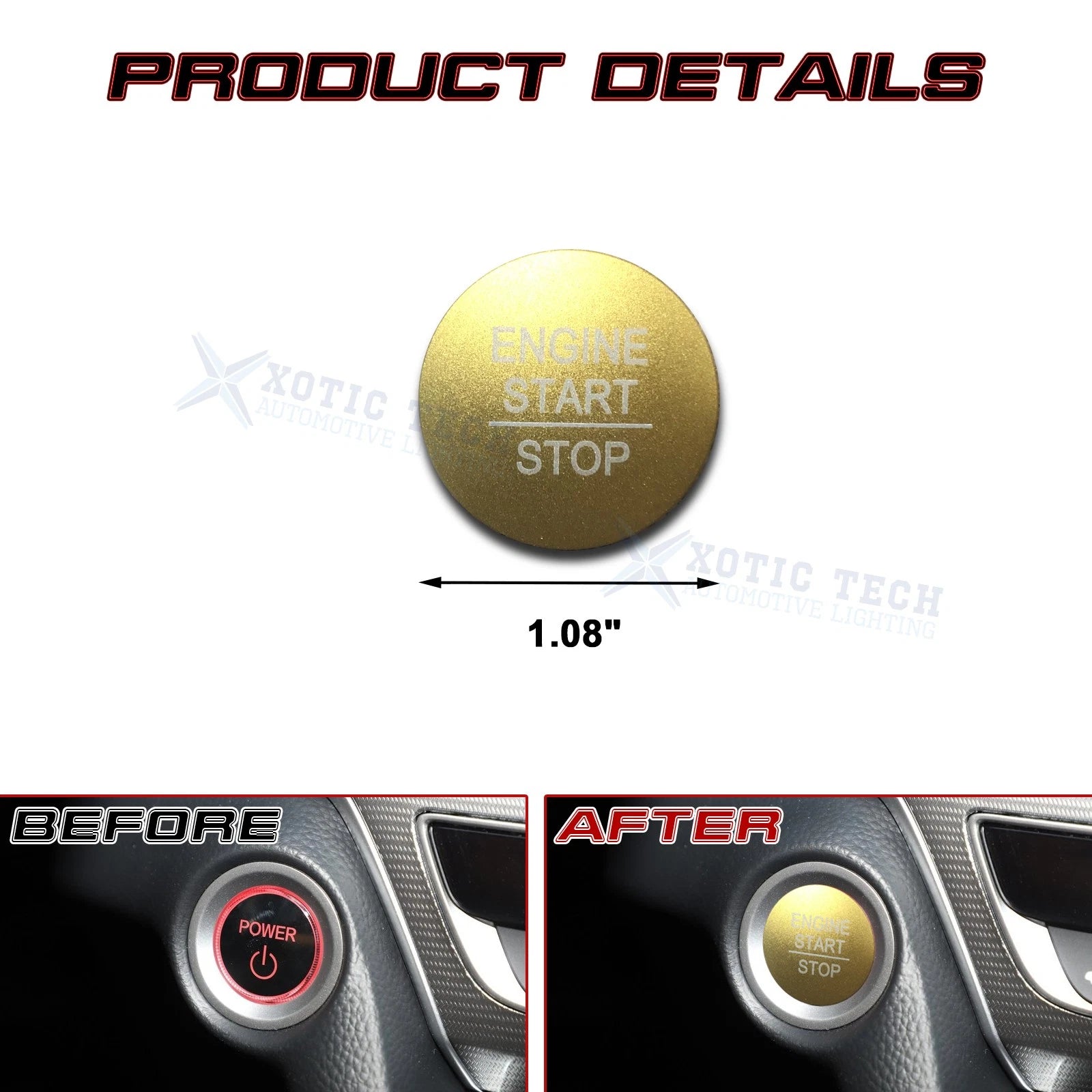 Ignition Start Stop Button Molding Trim for Honda Civic (2016-2021)