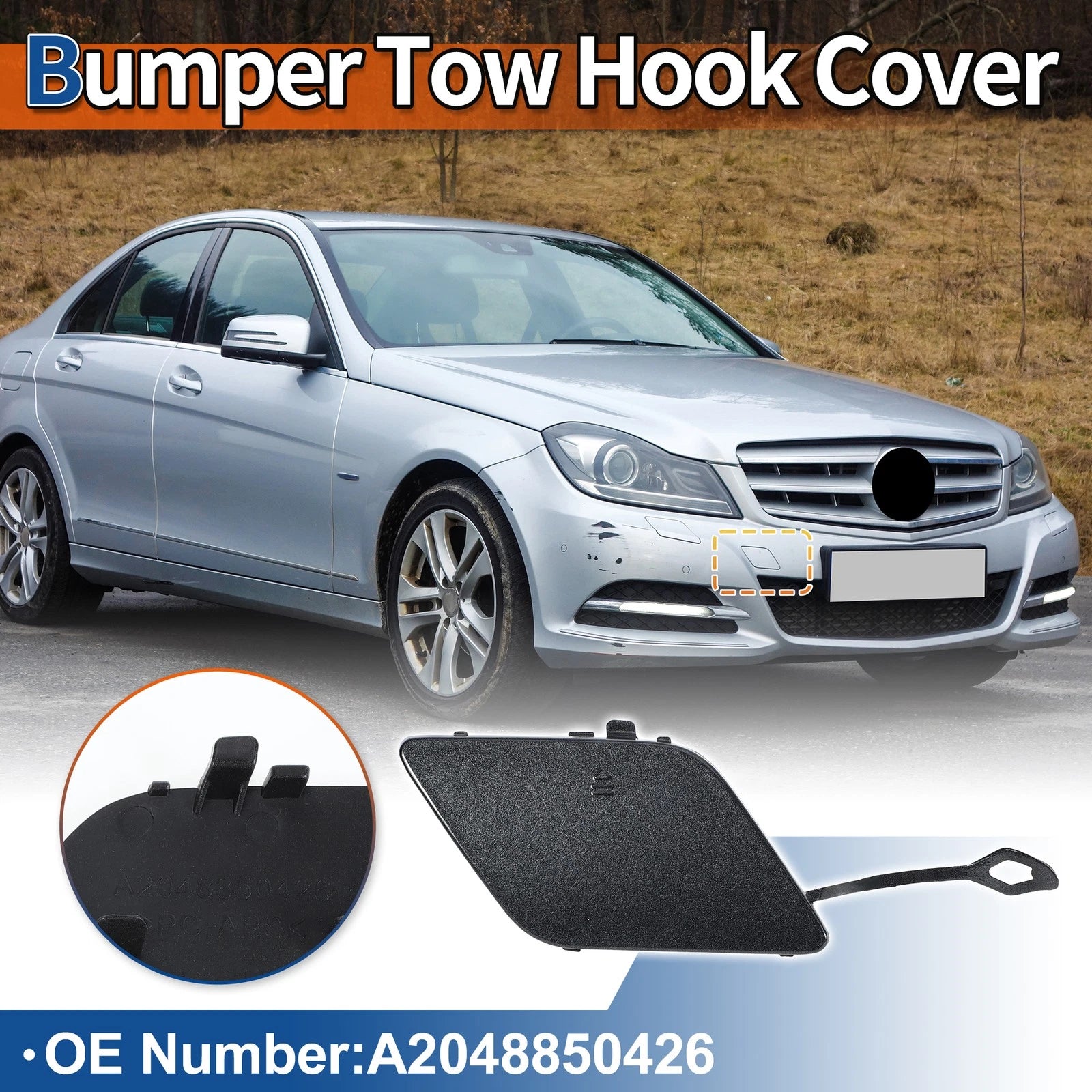 Tow Hook Cover for Mercedes-Benz A-Class (2013–2015) No.A2048850426 Tenorite Grey