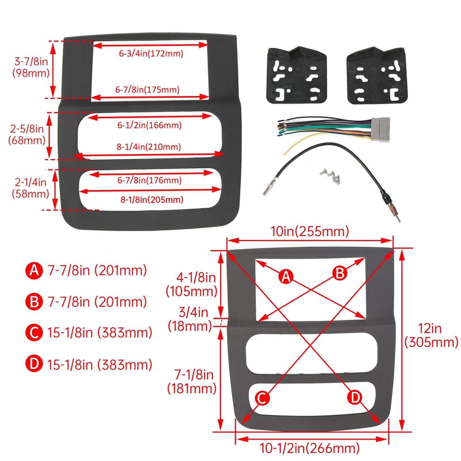 Double Din Install Dash Kit for Dodge Ram 1500 2500 3500 (2002–2005)
