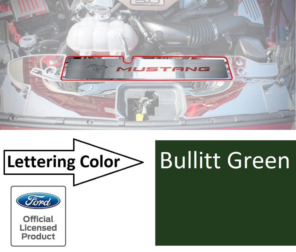 Radiator Cover Plate with Pony Emblem for Bullitt Green 2015–2017 Mustang GT