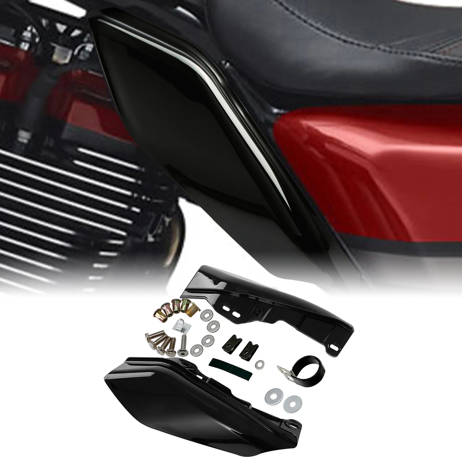 Black Mid Frame Air Deflectors for Harley Touring Road Glide (2017–2023)