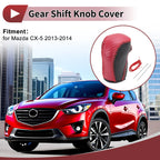 1 Pc Gear Shift Knob Cover for Mazda CX-5 (2013–2014) Black Red Faux Leather