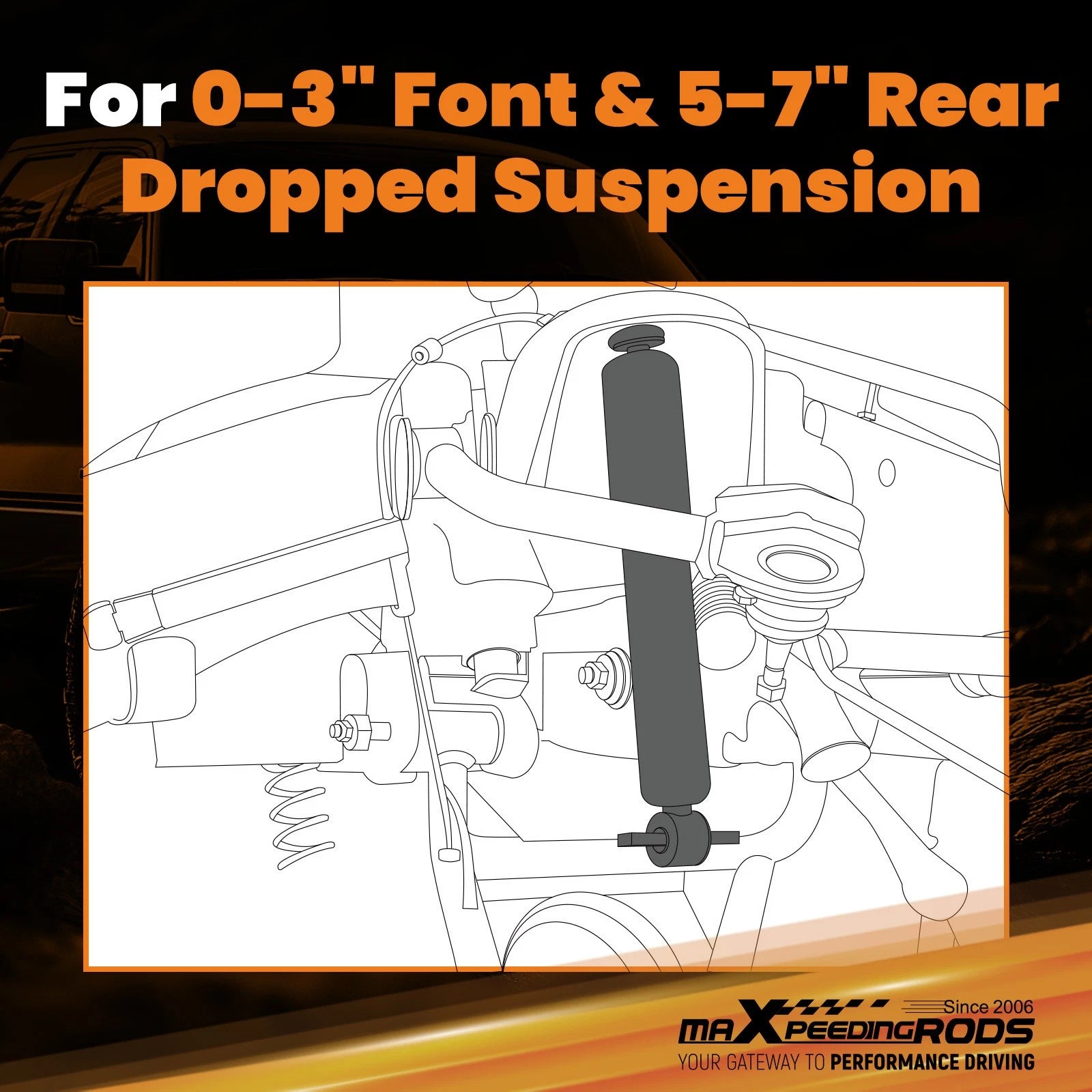 3" Front 5" Rear Drop Shock for Chevy Silverado 1500 GMC Sierra 1500 (2007–2018)
