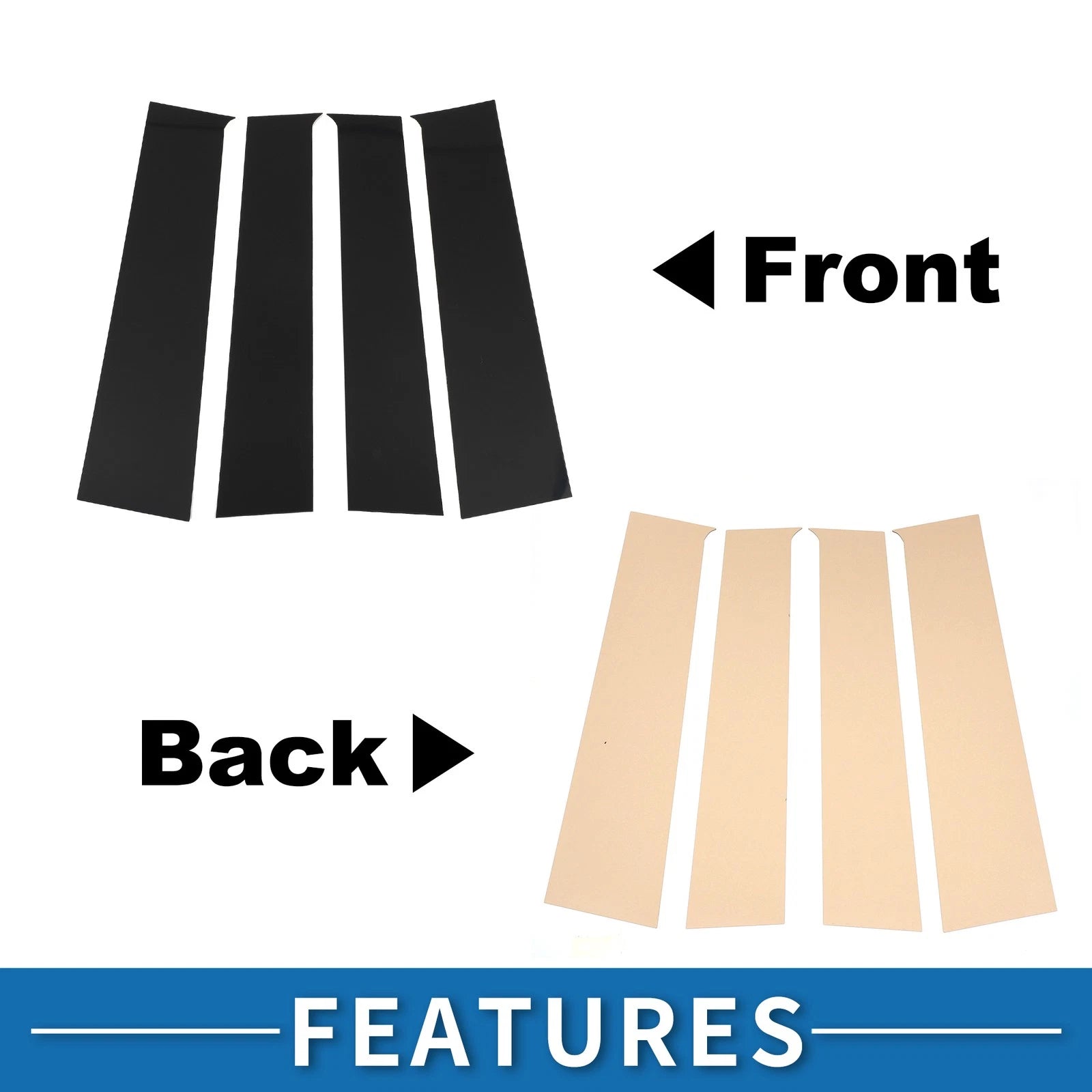 Set of 4 Door Pillar Window Trim for Toyota Tundra (2022–2023) Black