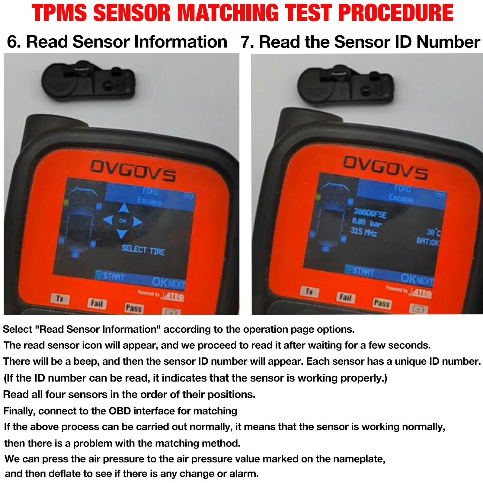 TPMS Tire Pressure Sensor for Subaru XV Crosstrek (2013–2015)