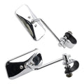 Chrome Rectangular Clamp-On Motorcycle Mirrors for Old School Style