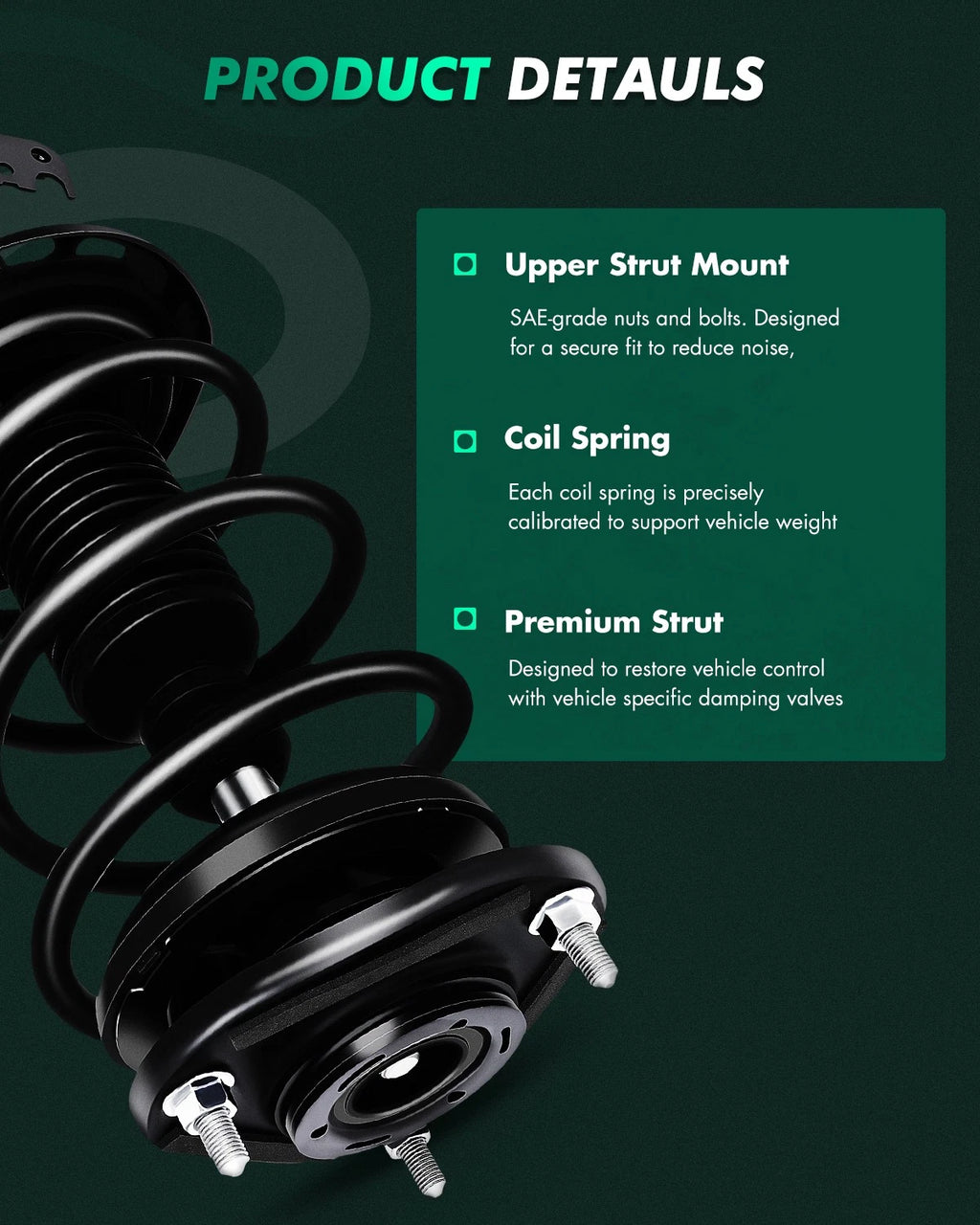 Front Complete Struts Shocks with Springs Assembly for Toyota Corolla (2014–2018)