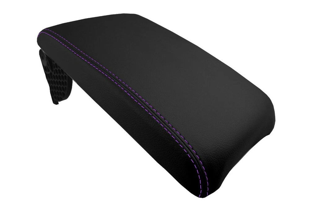 Console Lid Pull Over Cover Leather for Toyota Camry (2012–2017) Purple Stitch