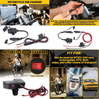 Dual USB Phone Charger for Motorcycle Handlebar (Waterproof)