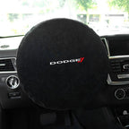 Black Protective Cloth Steering Wheel Cover for Dodge [Dodge Logo]