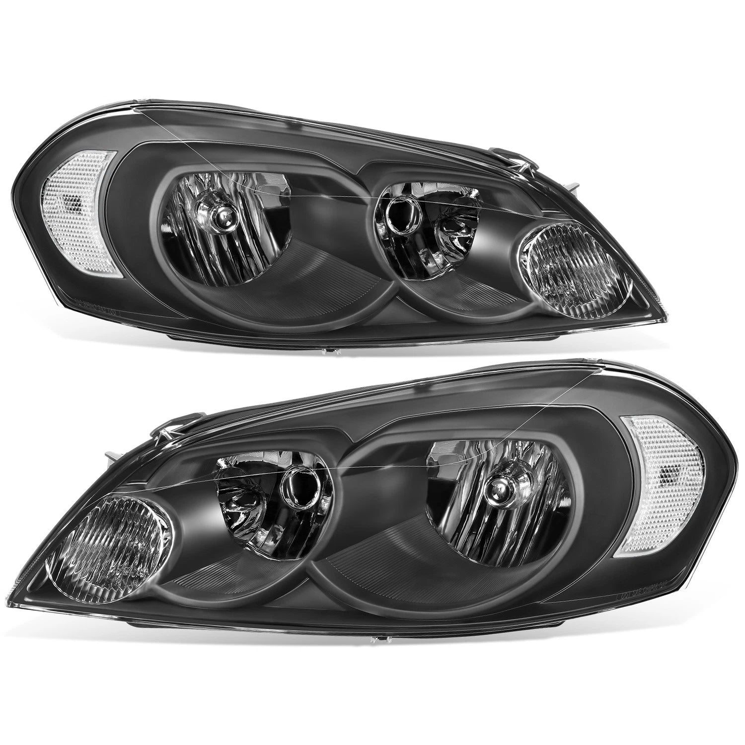 Set of 2 OE Style Black Clear Headlights for Chevrolet Impala Monte Carlo (2006–2016)