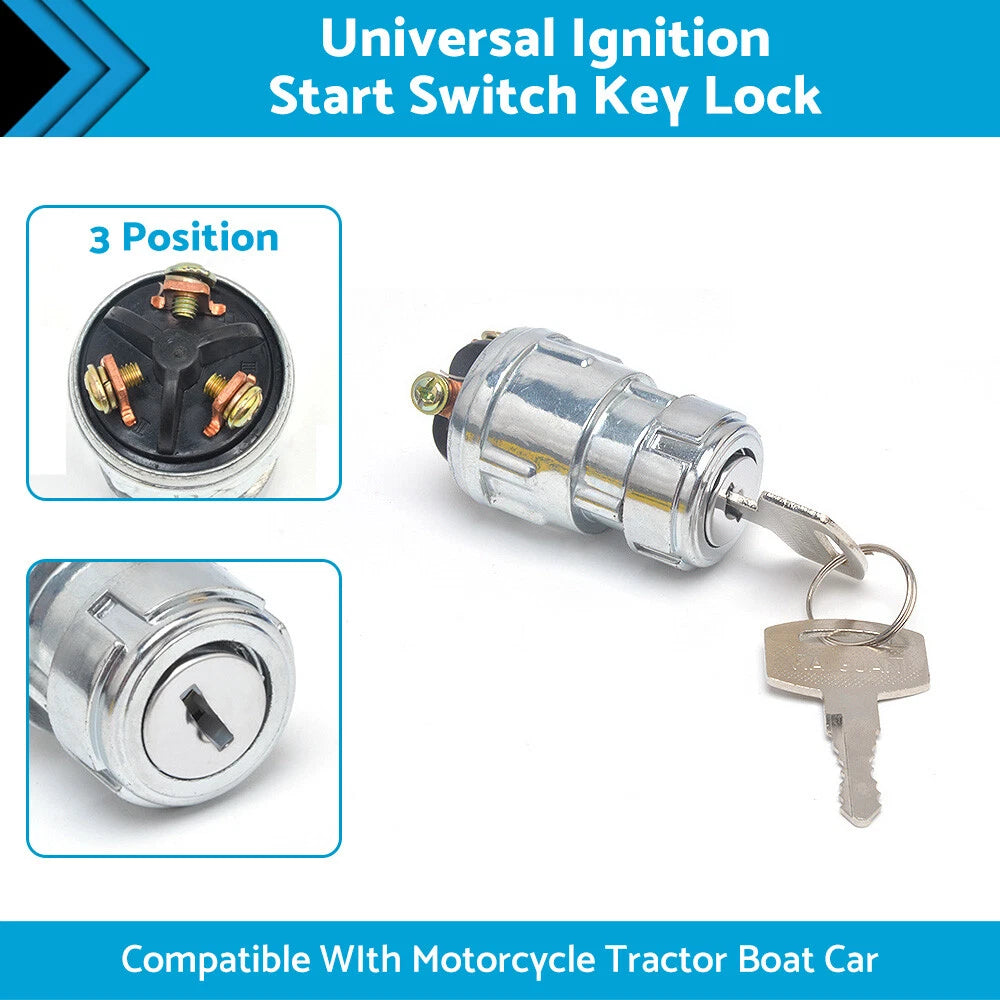 3 Position Ignition Switch Key Lock for Motorcycle Tractor (Universal)