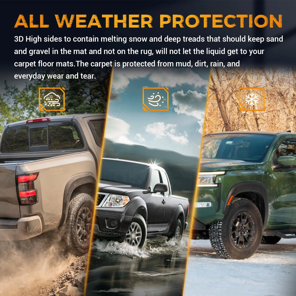 Set of 3 All Weather Floor Mats for Nissan Frontier Crew Cab (2022–2025)
