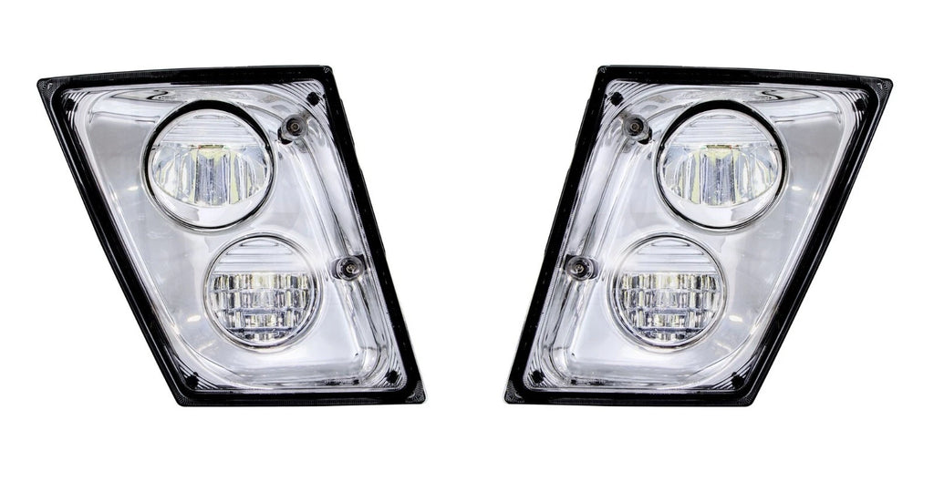 LH RH Chrome High Power LED Fog Lights Lamps for Volvo VNL (2003–2017)