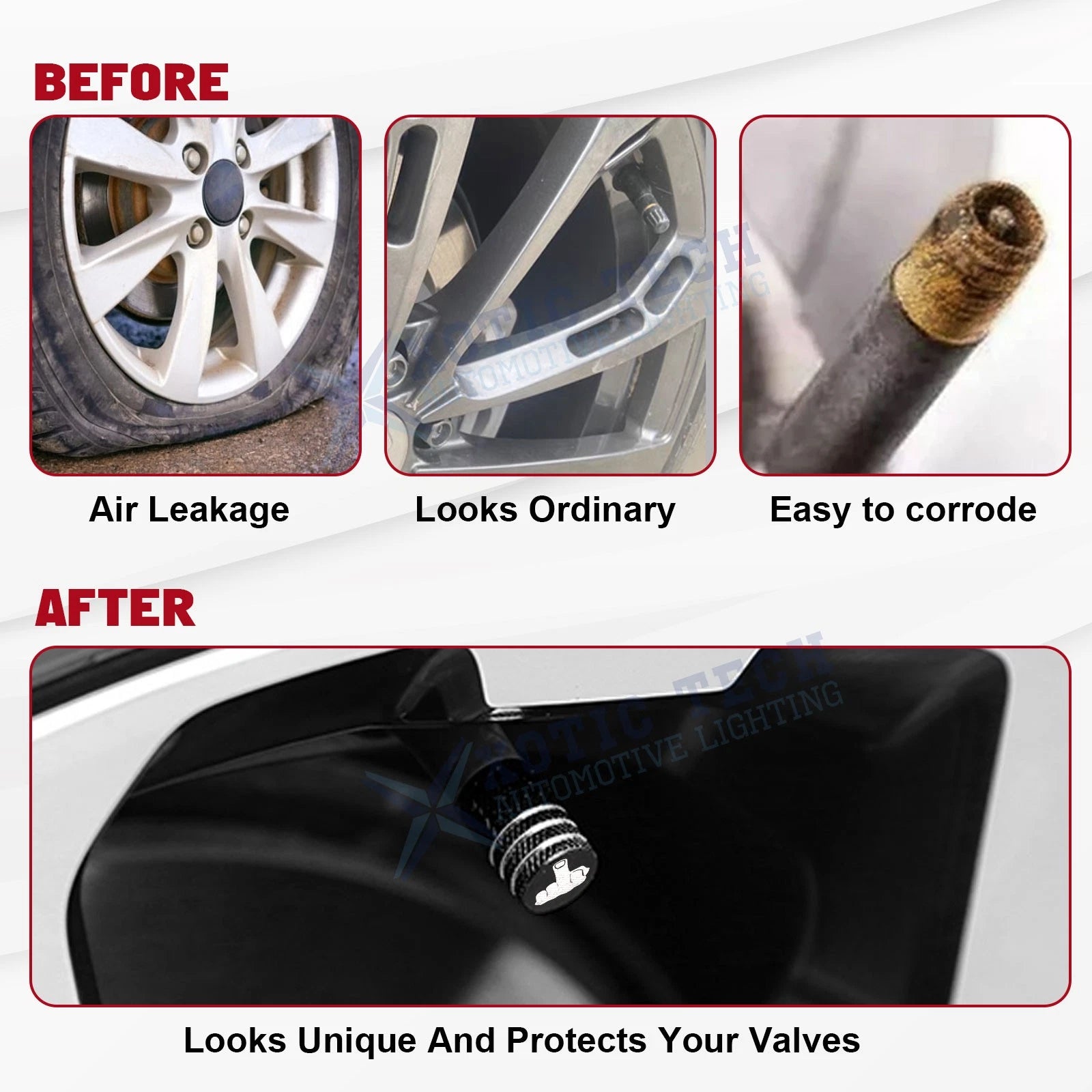 Motorcycle Tire Valve Stem Dust Covers for Harley-Davidson & Yamaha (-)