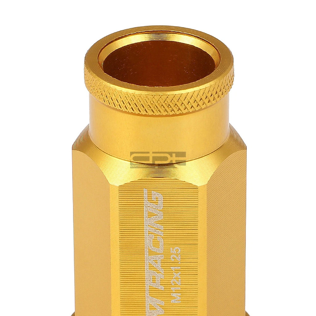 20 PCS Open End M12x1.25 50mm Tall Gold Universal JDM Lug Nuts + Lock Key