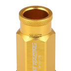 20 PCS Open End M12x1.25 50mm Tall Gold Universal JDM Lug Nuts + Lock Key