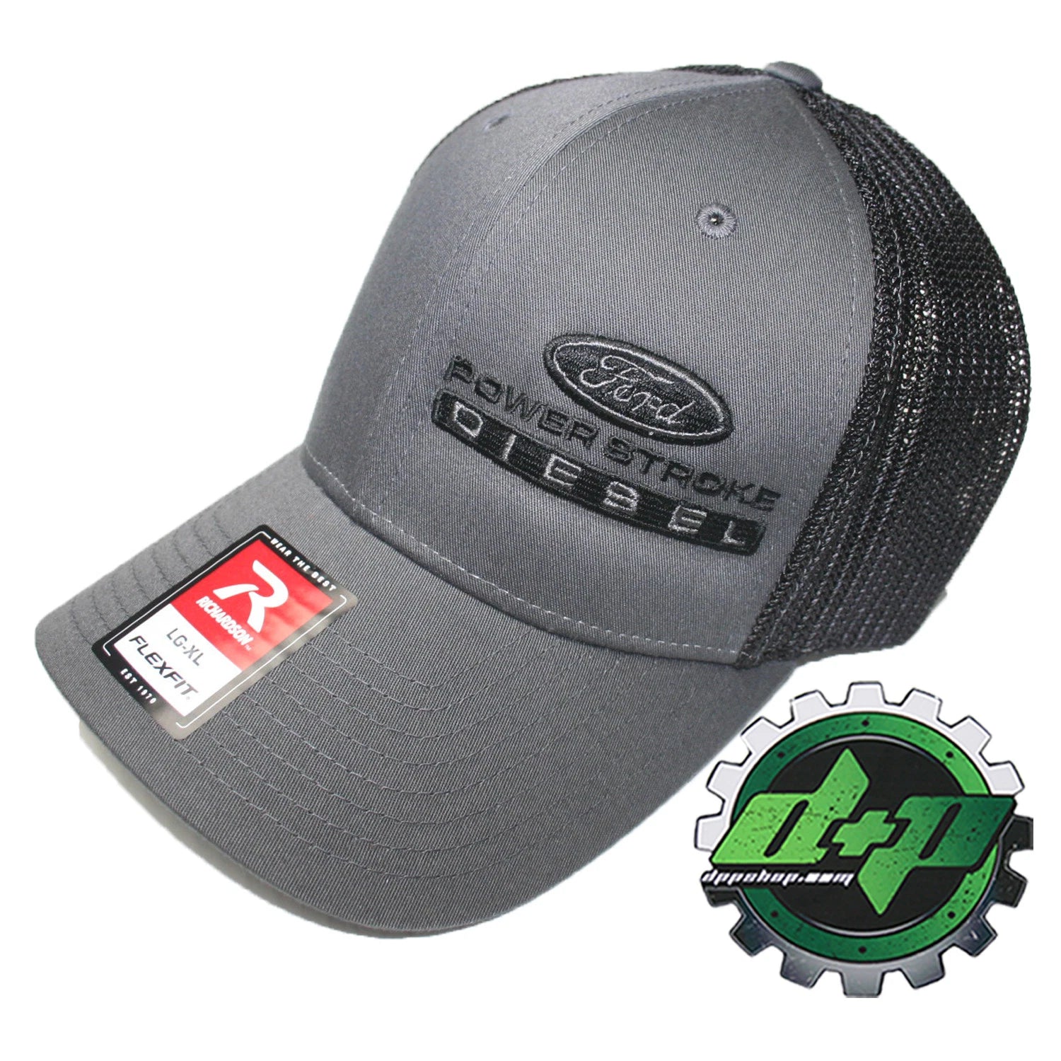 Powerstroke Trucker Hat for Ford (Charcoal Gray/Black, Flex Fit LG/XL)