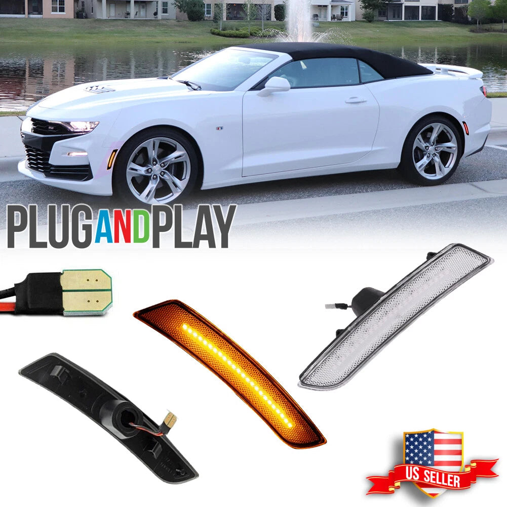 Amber LED Front Bumper Side Marker Lights for Chevrolet Camaro (2016–2023)