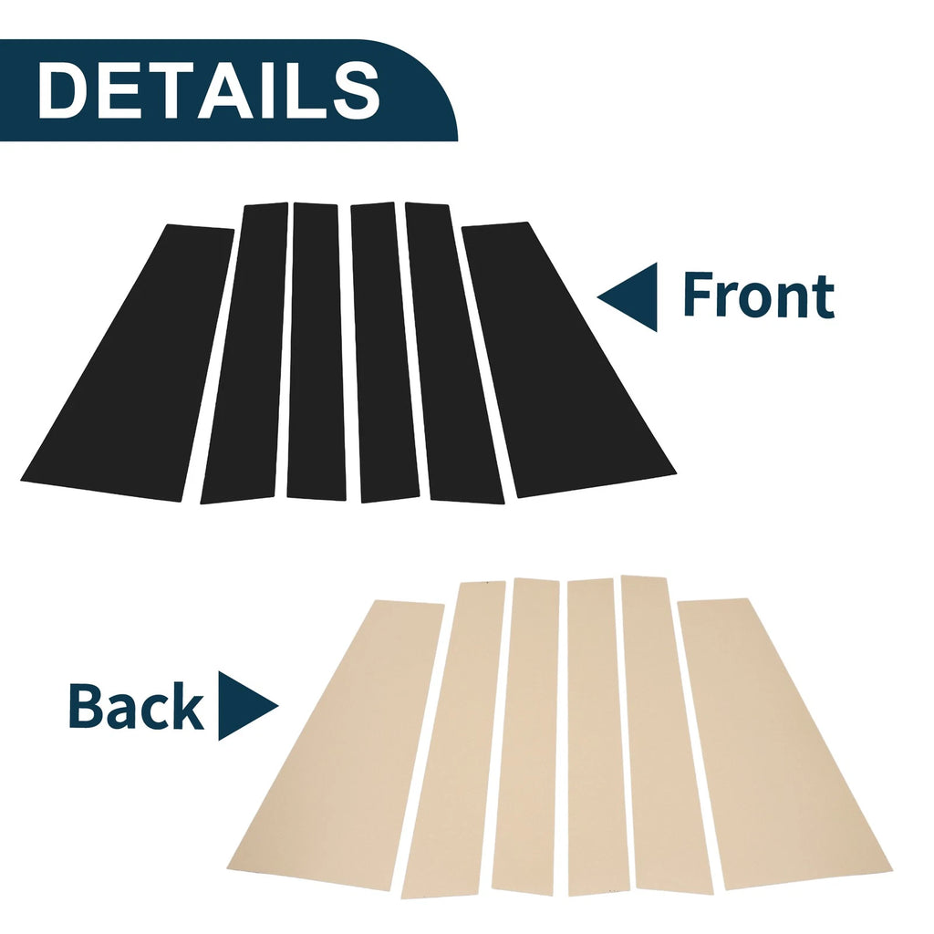 Set of 6 Door Pillar Window Trim for Toyota Sienna (2021–2023) Black