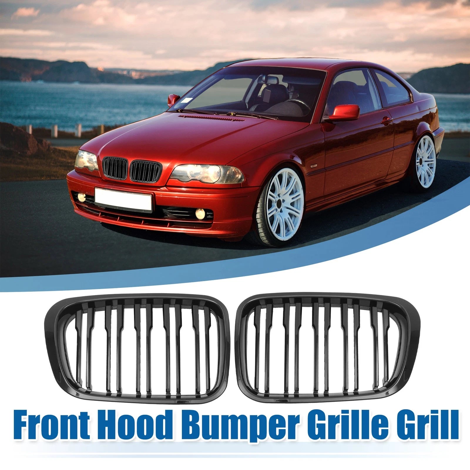 1 Pair Front Hood Bumper Grille for BMW 323i 325i 325xi 328i (2000–2006)