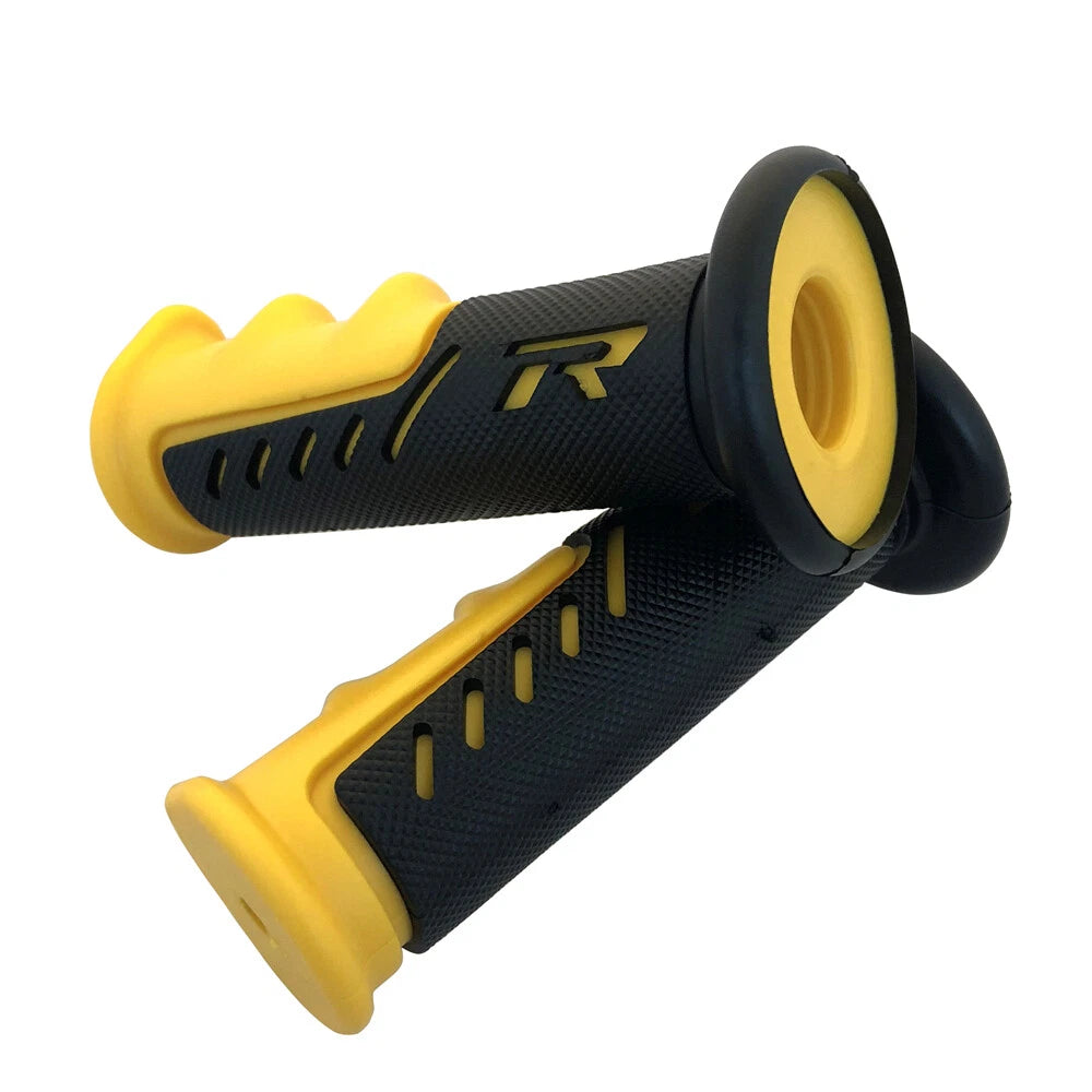 7/8" Yellow "R" Engraved Hand Grips for Kawasaki EX ZR ZRX ZX ZXR ZZR Ninja