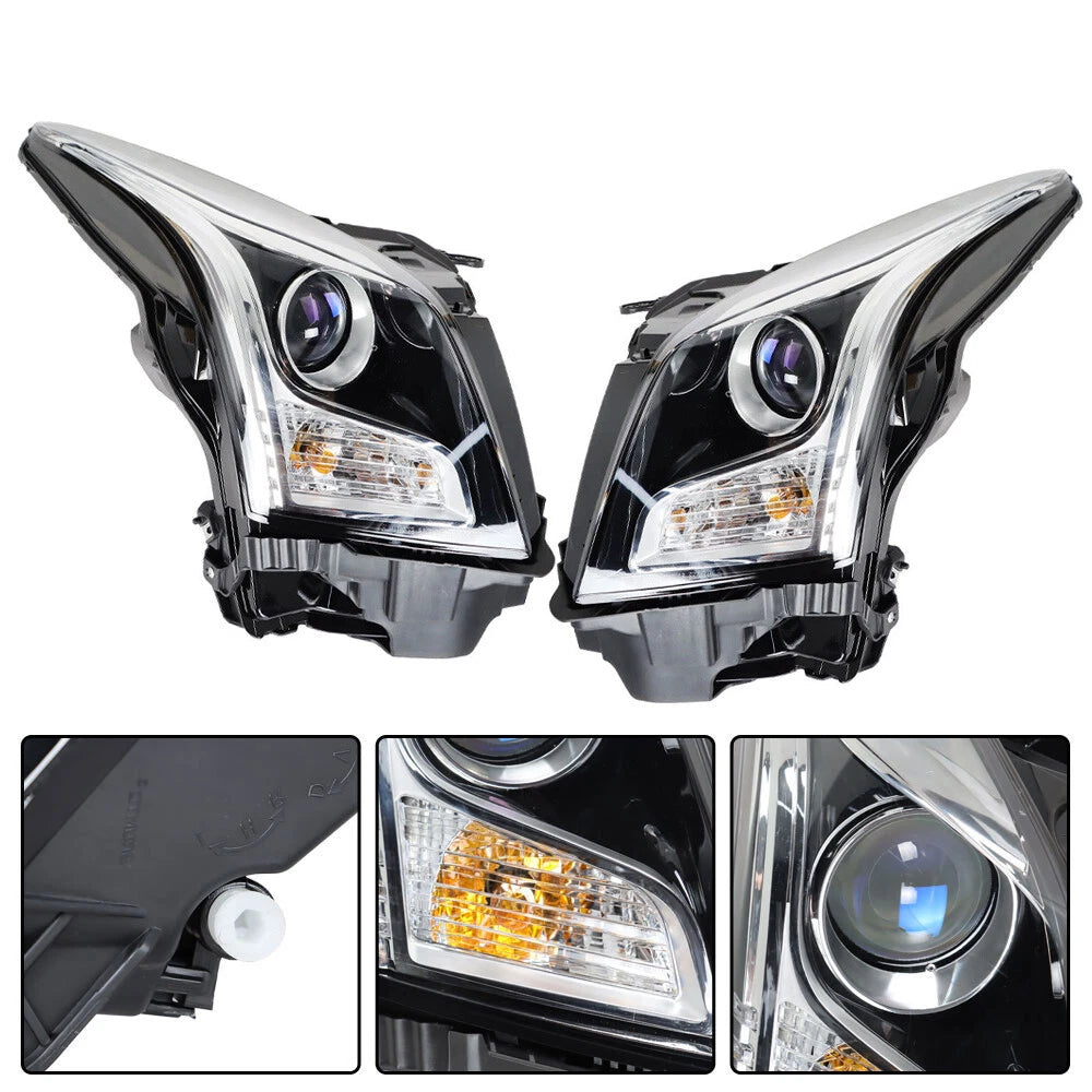 Projector Headlight Assembly for Cadillac ATS (2013–2018) Halogen Left+Right