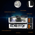 U-Shape LED DRL Headlights for Chevy C/K Pickup Suburban Tahoe (1994–2000)