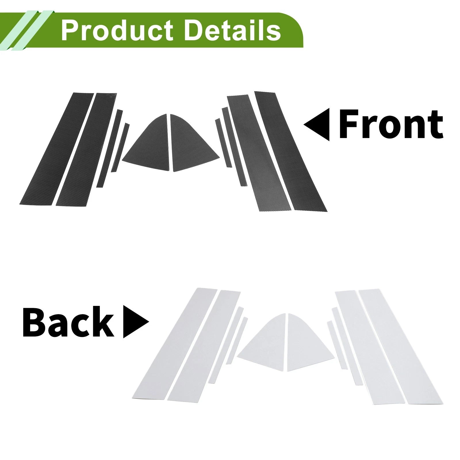 10 Pcs Pillar Window Trim for Chevy Cruze (2011–2015) Carbon Fiber Black