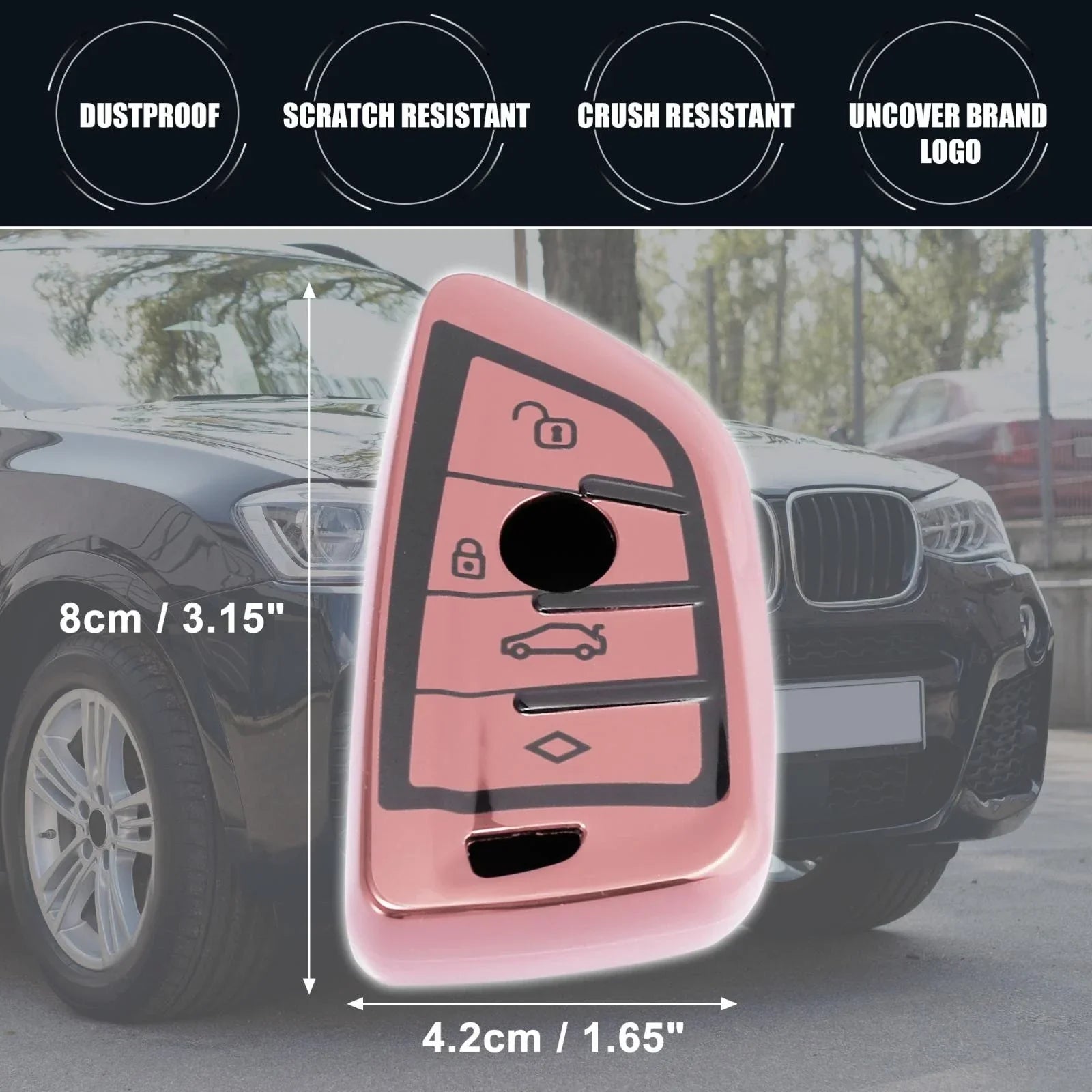 Key Fob Cover for BMW X1 X3 X5 X6 TPU Black Pink