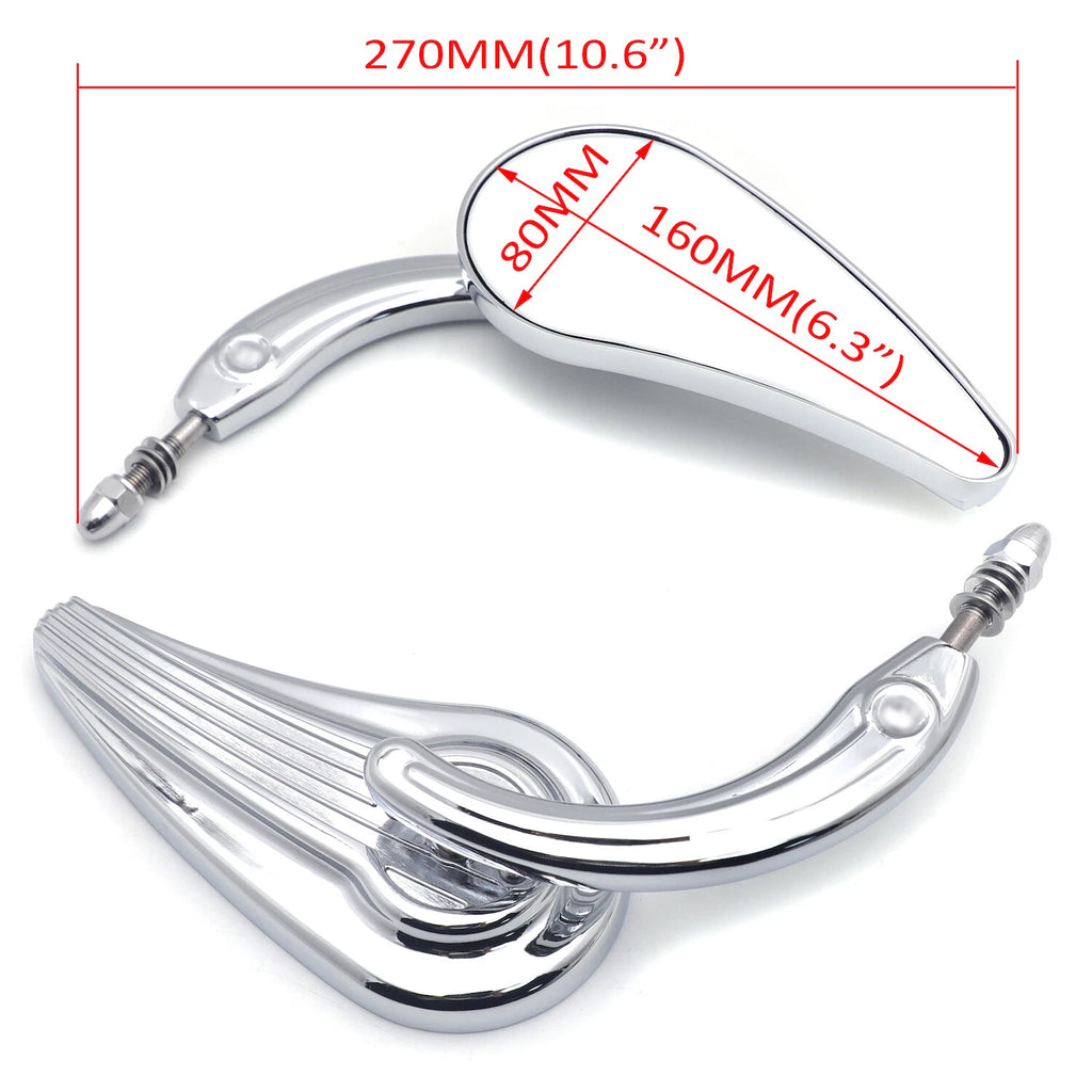 Flame Side Mirrors for Harley (1984–2014) Chrome