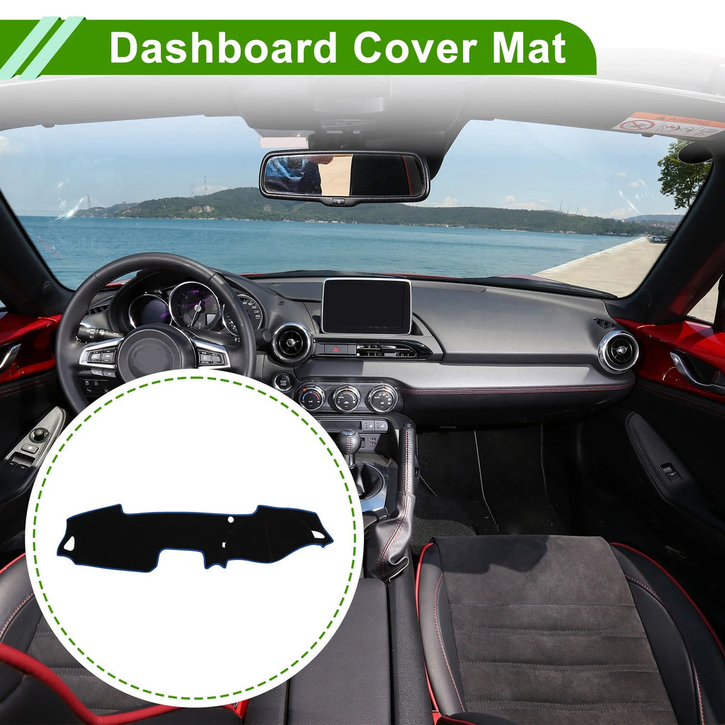 Dash Cover for Mazda MX-5 (2015–2022) Polyester Black with Blue Edge