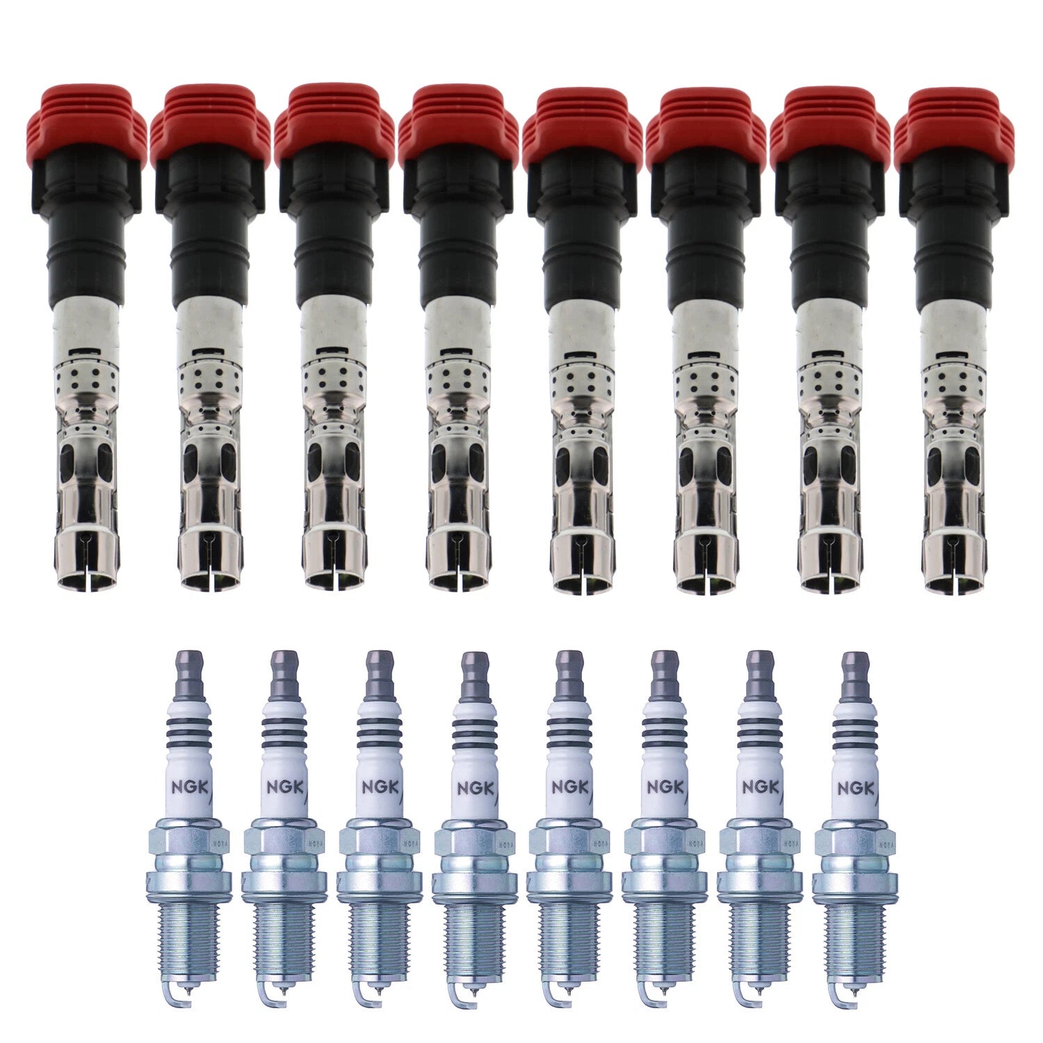 Set of 8 Ignition Coils & NGK Iridium IX Spark Plugs for Audi A8 Quattro S4 (1998–2009)