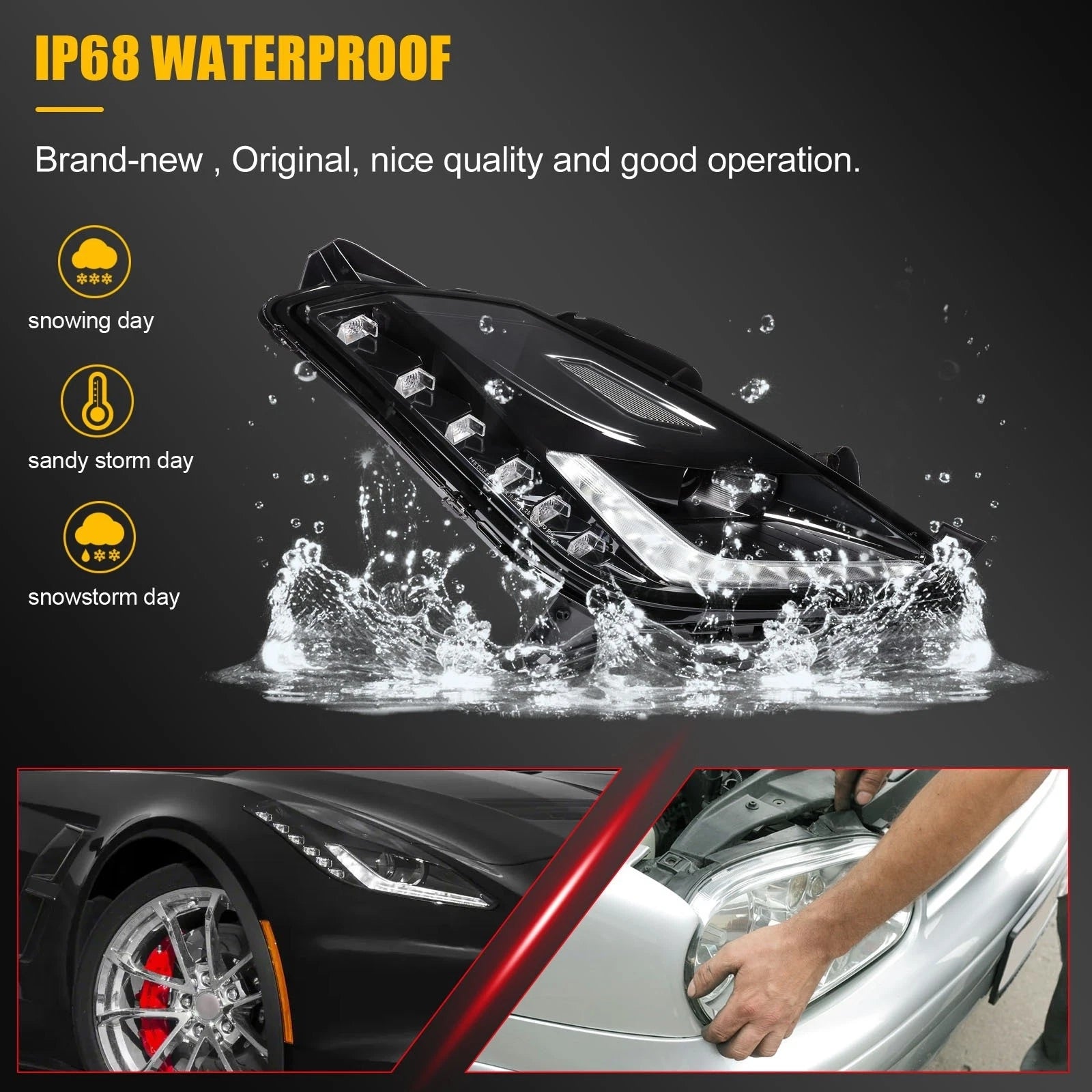 Right Side LED Headlight for Chevy Corvette Z06 (2015–2019)