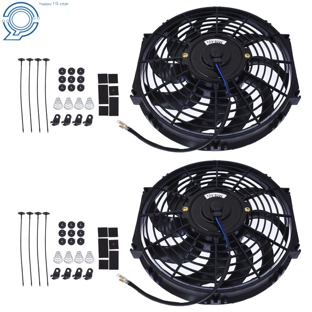 2X 12'' Slim Push Pull Electric Radiator Cooling Fan Universal