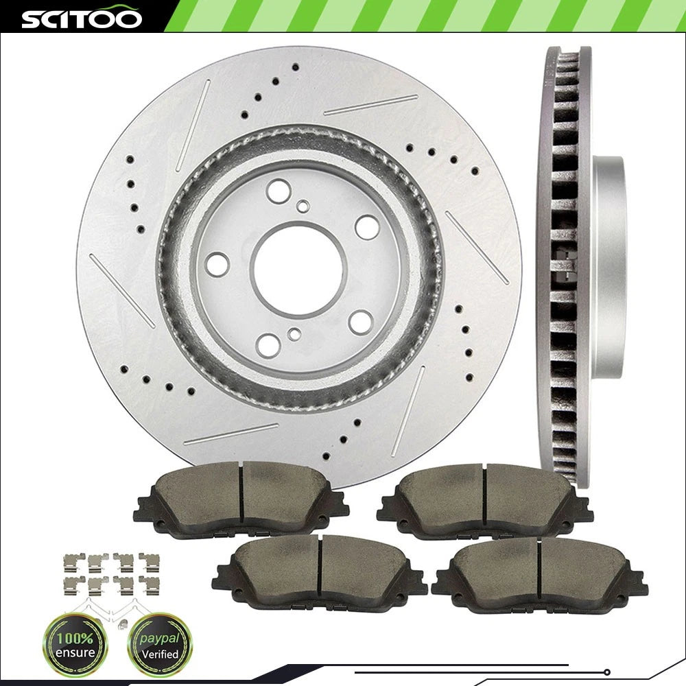Front Brake Pad & Drilled Slotted Rotor Kit for Toyota Venza (2021–2022)