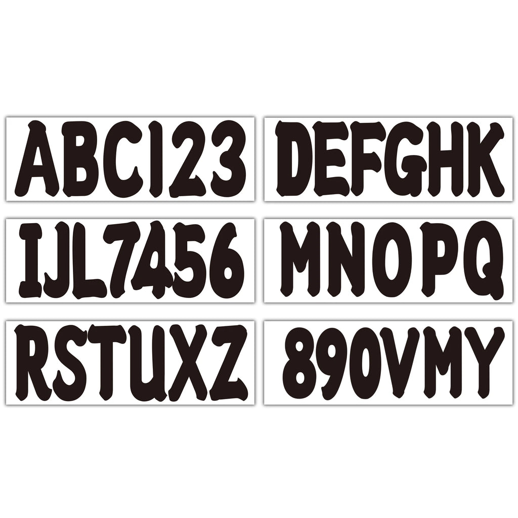 Black Alpha-Numeric Registration Stickers Decals for Boat