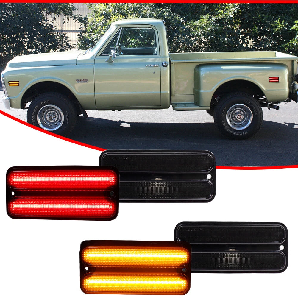 Set of 4 Smoked Lens LED Side Marker Lights for Chevy GMC Truck (1968–1972)