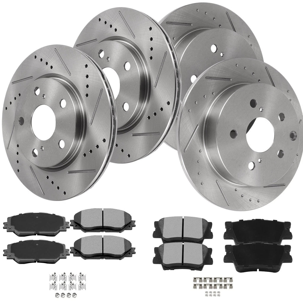 Front and Rear Drilled Rotors Brake Pads for Toyota RAV4 (2006–2012)