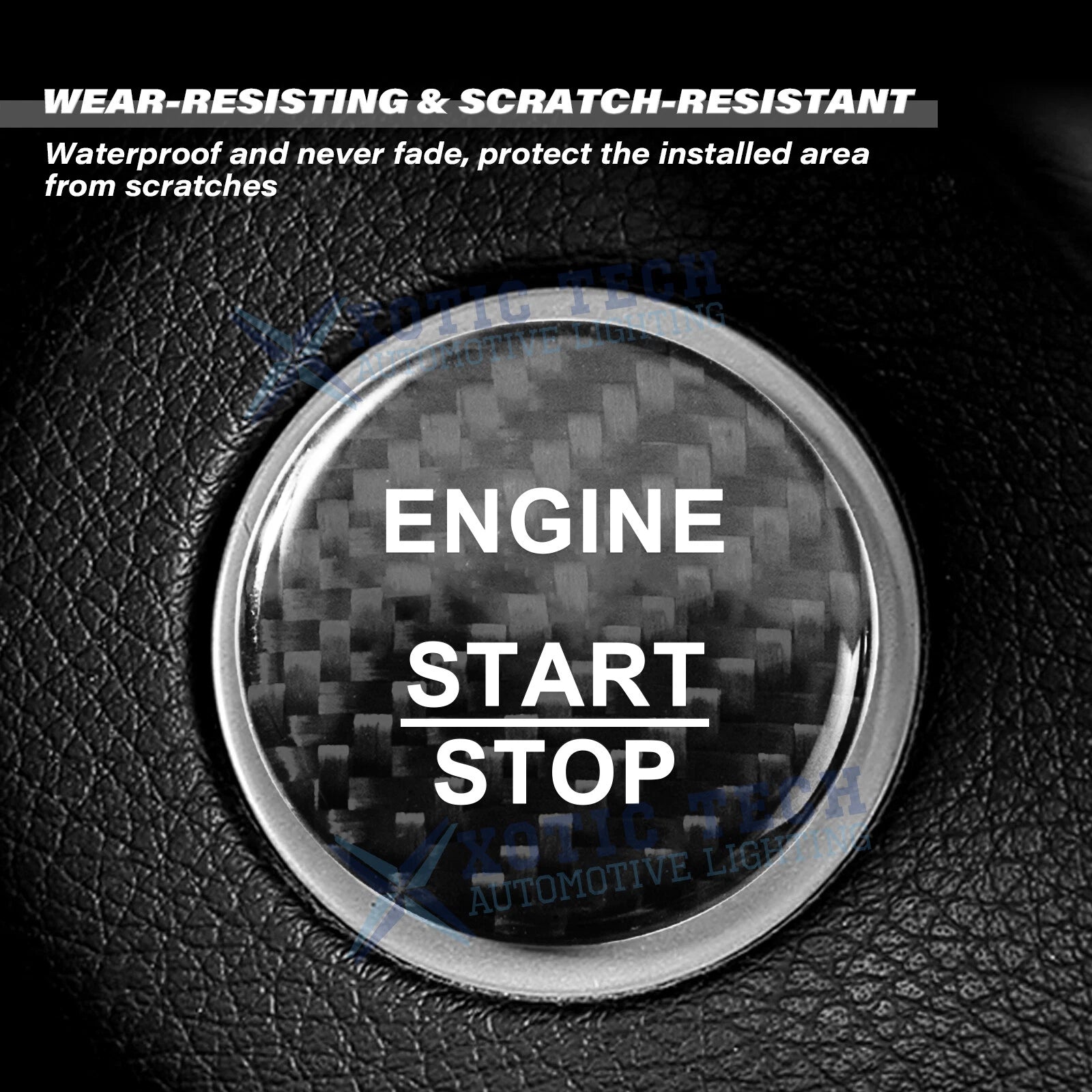 Black Carbon Fiber Engine Start Stop Button Cover for Mercedes B E GLE GLC CLA (2019-2024)