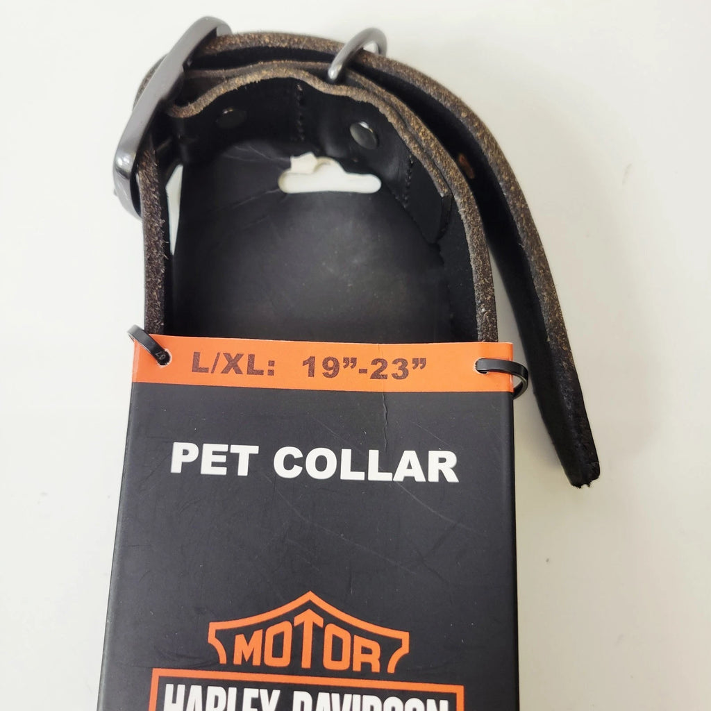 Large Black Leather Dog Collar for Harley-Davidson (MPC200-08-L)