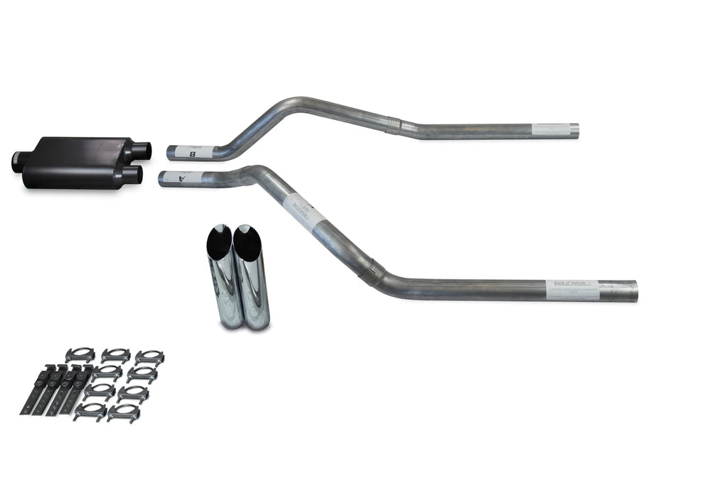 2.5" Dual Exhaust Kit for Chevy Blazer (1995–1999) - 2 Chamber Muffler, Slash Tips
