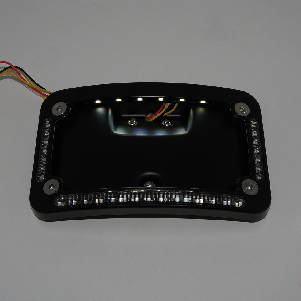 Black License Plate Frame Bracket w/ LED for Harley FLSTN (2005–2020)