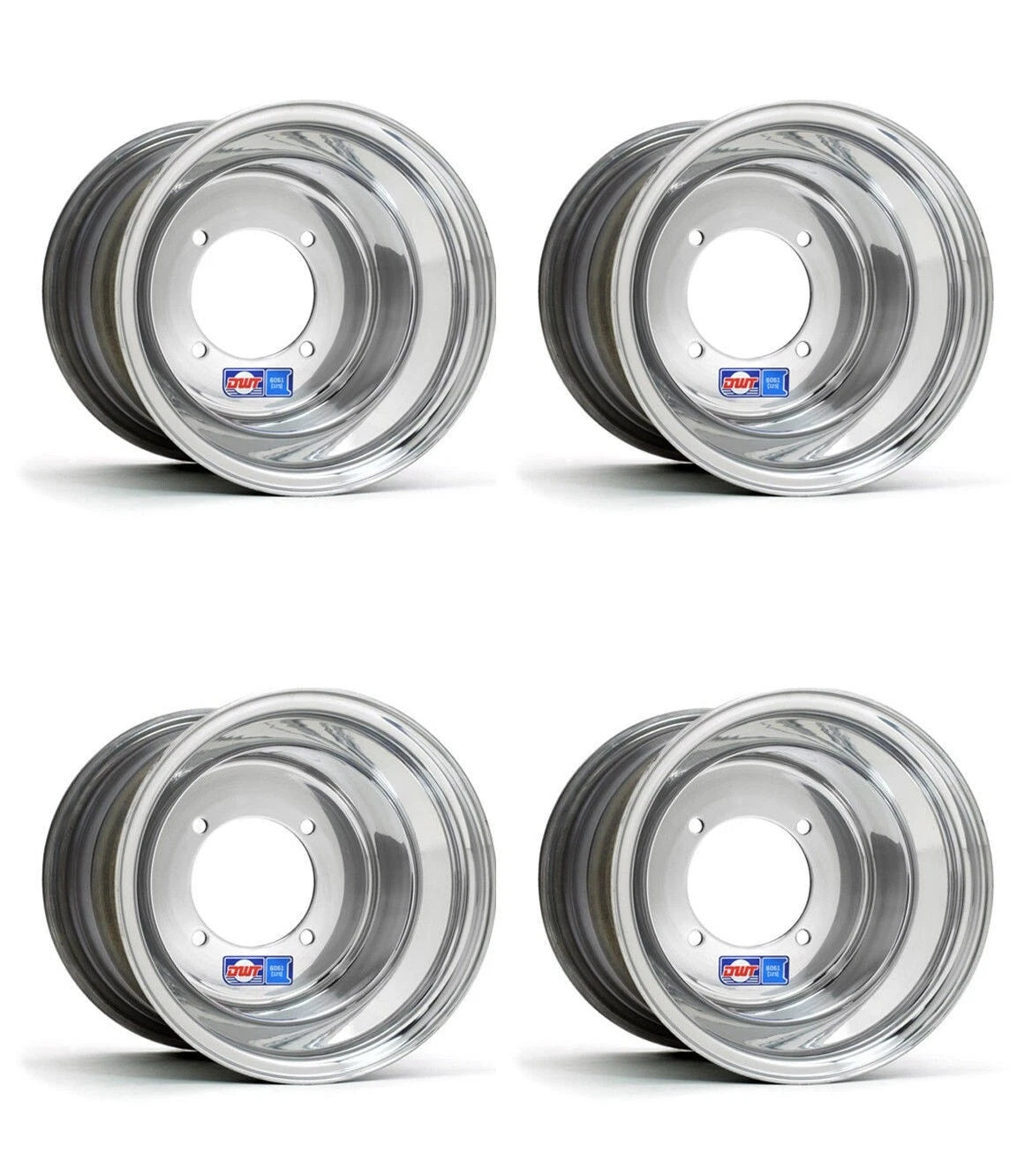 Set of 2 DWT Polished Aluminum Rims 8x5 Front & 8x8 Rear for Honda TRX200SX (1986–1989)