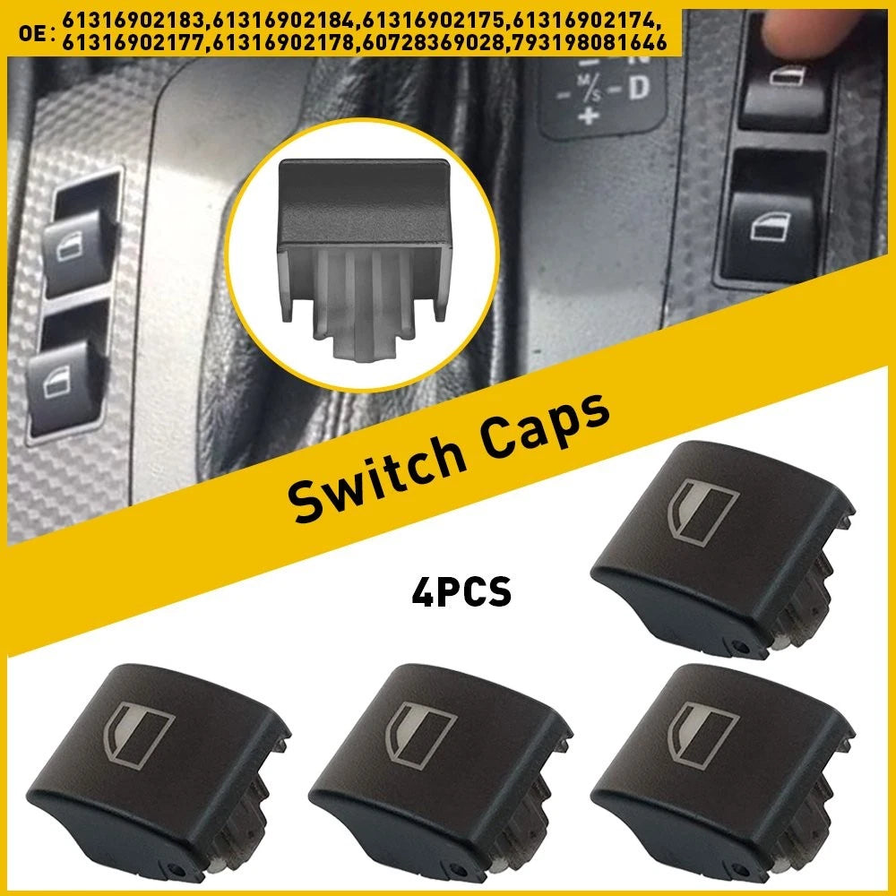 Set of 4 Window Switch Button Cover Caps for BMW E46 3-Series (1998–2006)