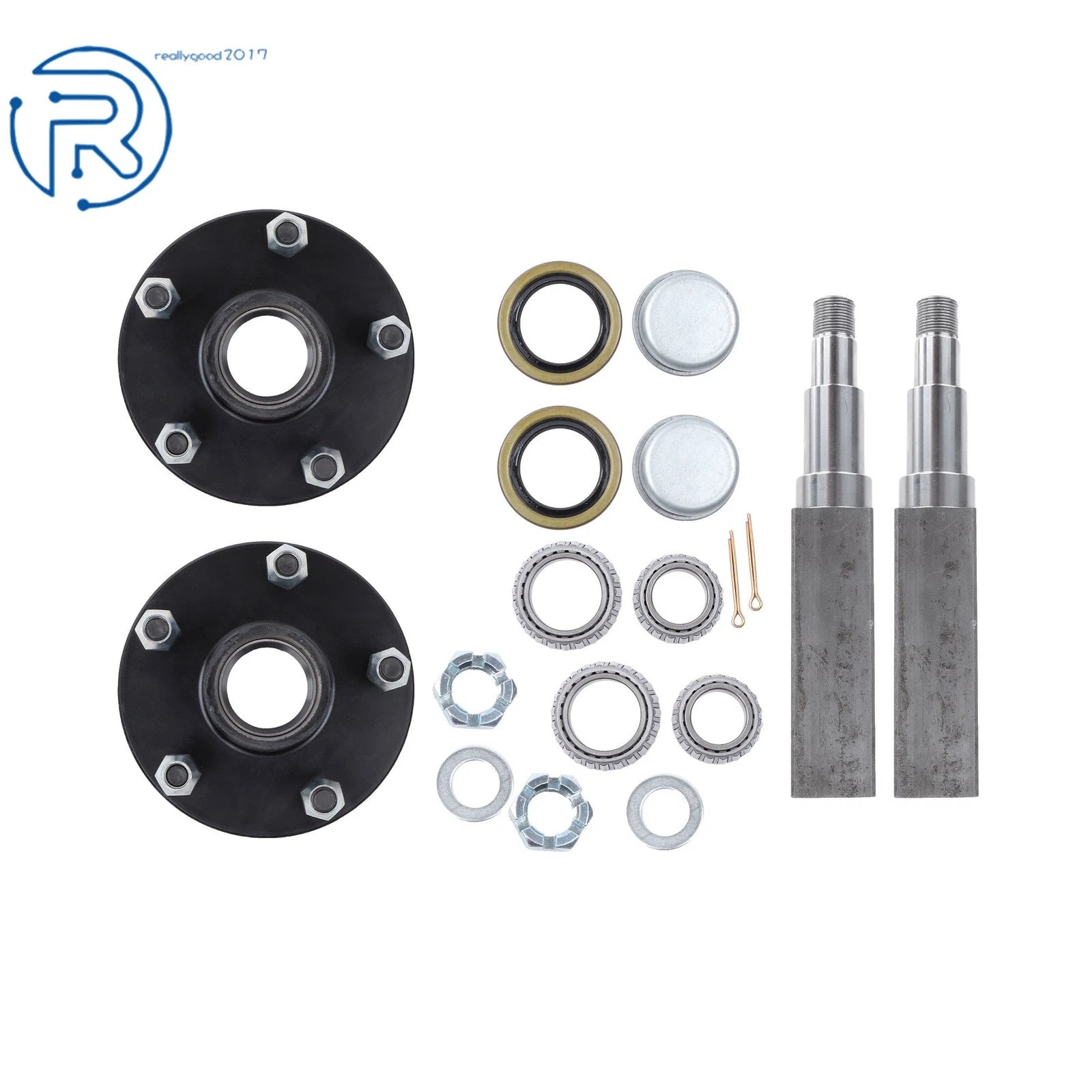 2X Trailer Hub Kit with Bearings L44610 for 3500lbs Axles (5 on 4.5" & 5")