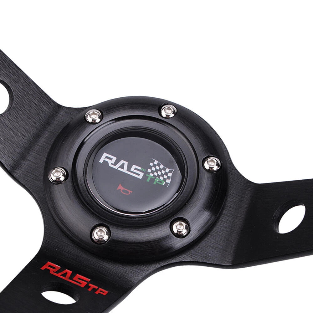 14" Suede Leather Steering Wheel for Drifting with Quick Release Adapter