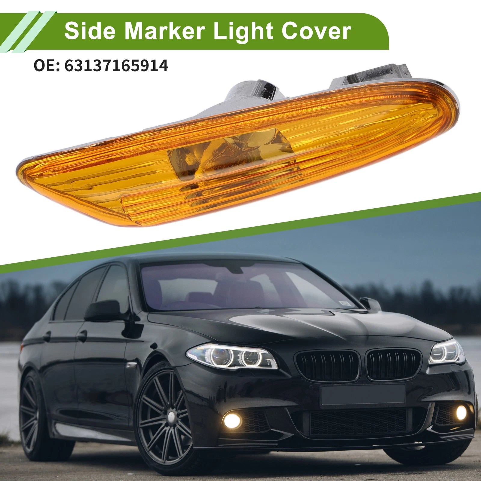 1 Pc Right Side Marker Light Cover for BMW 320i (2002–2005) 63137165914 Yellow